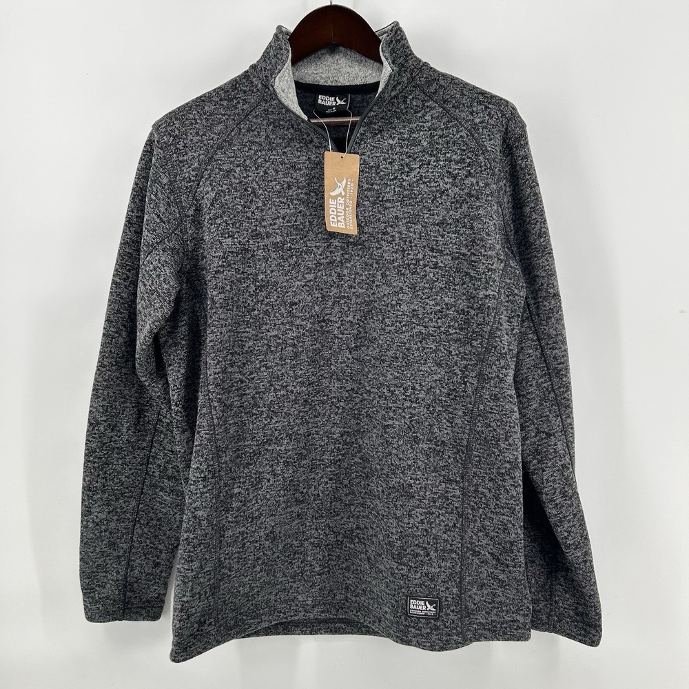 Eddie Bauer Radiator Fleece Pullover Mens M Black Heather 1/4 Zip Gorpcore NWT